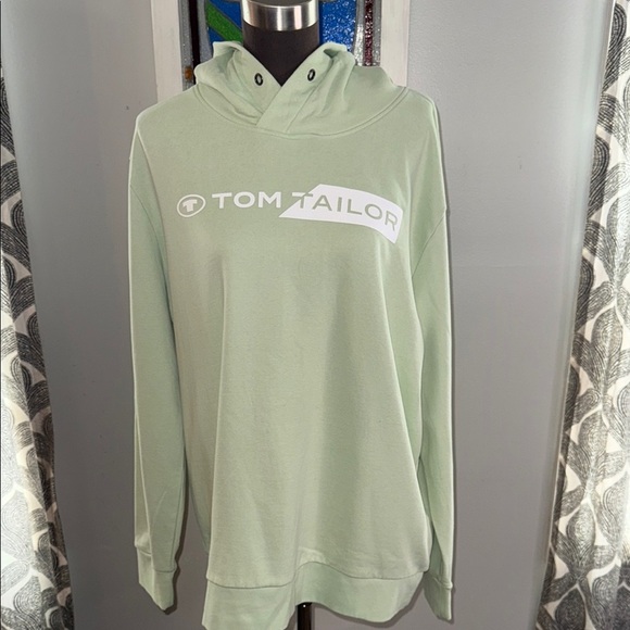 Tom Tailor Pale Green Logo Hoodie SZ XL - Picture 1 of 8